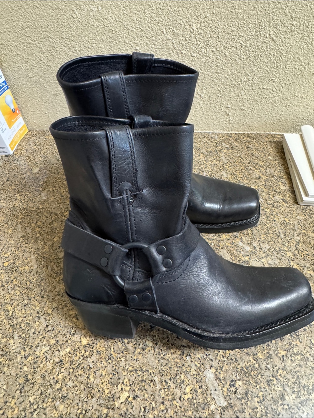 NEW Frye Black Leather Harness Boots - Picture 6 of 7
